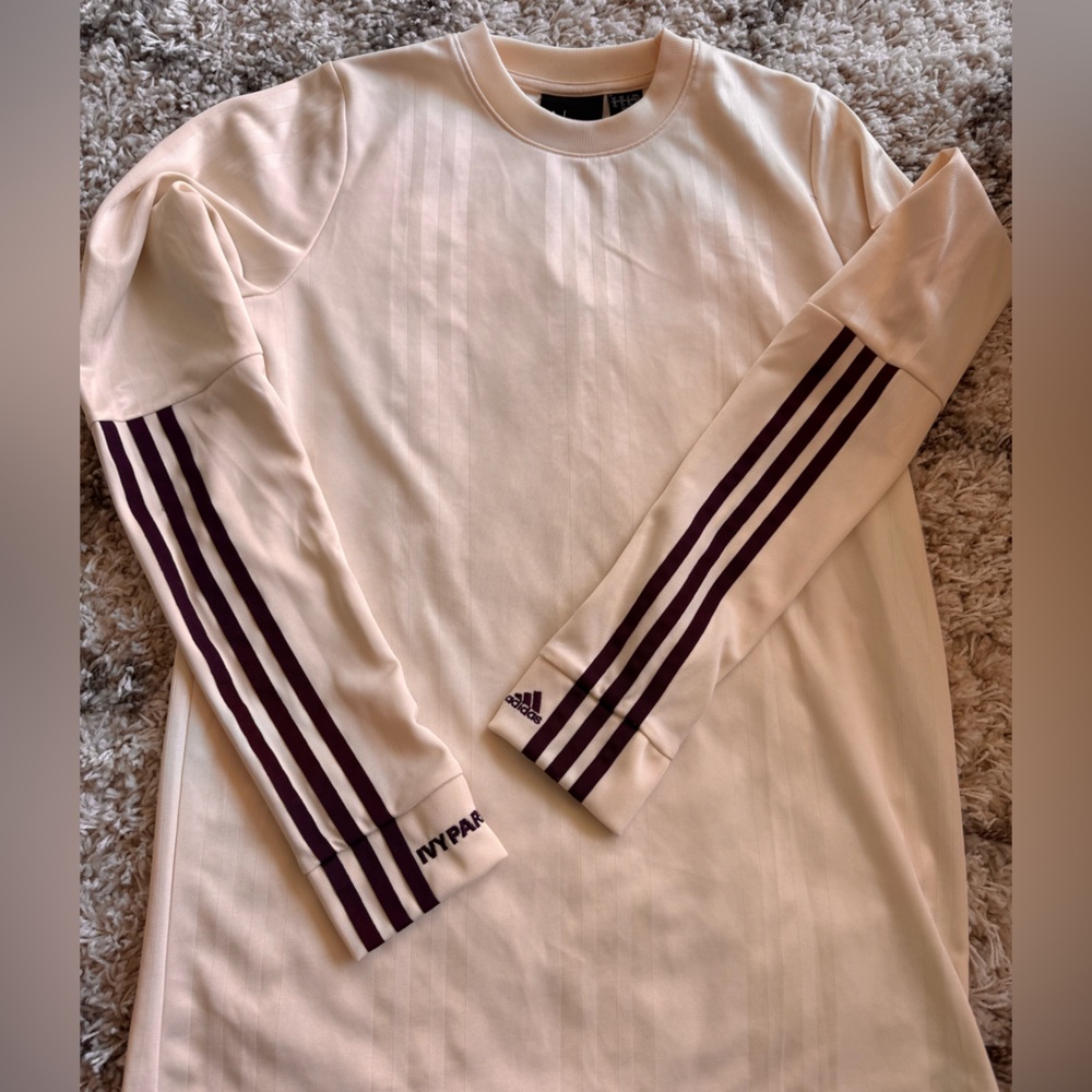 Adidas Ivy Park Long Sleeve Soccer Jersey Cream Maroon Stripe | Size XS (Fits S)